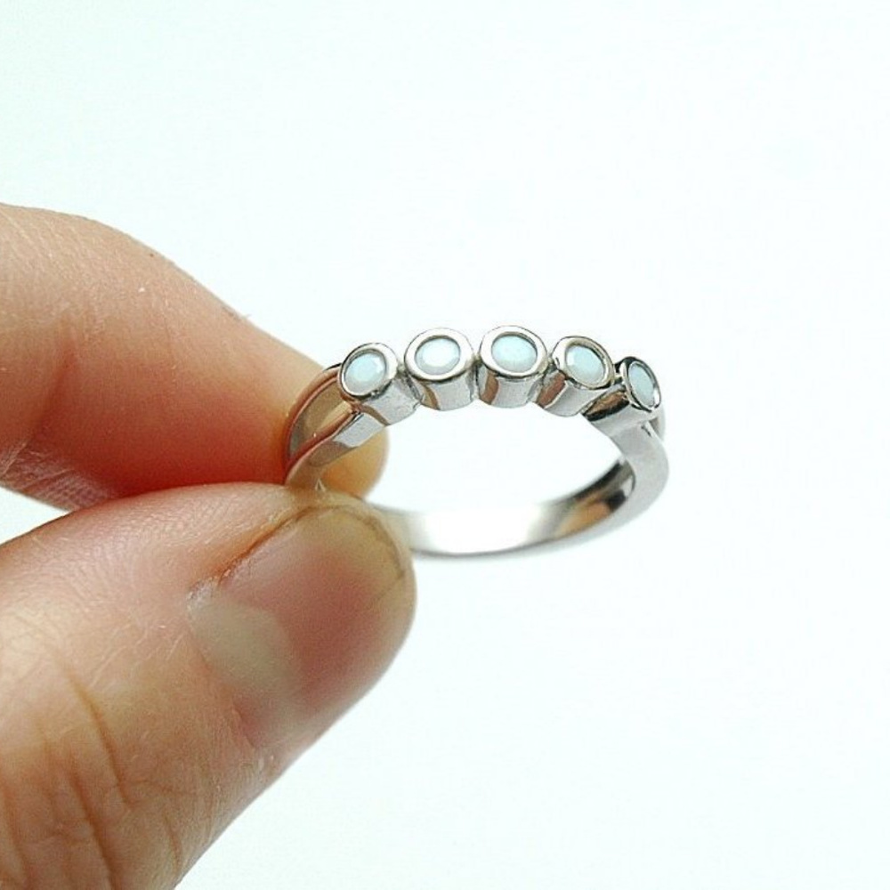 Dainty Opal Ring Sterling Silver Ring - Picture 4 of 8